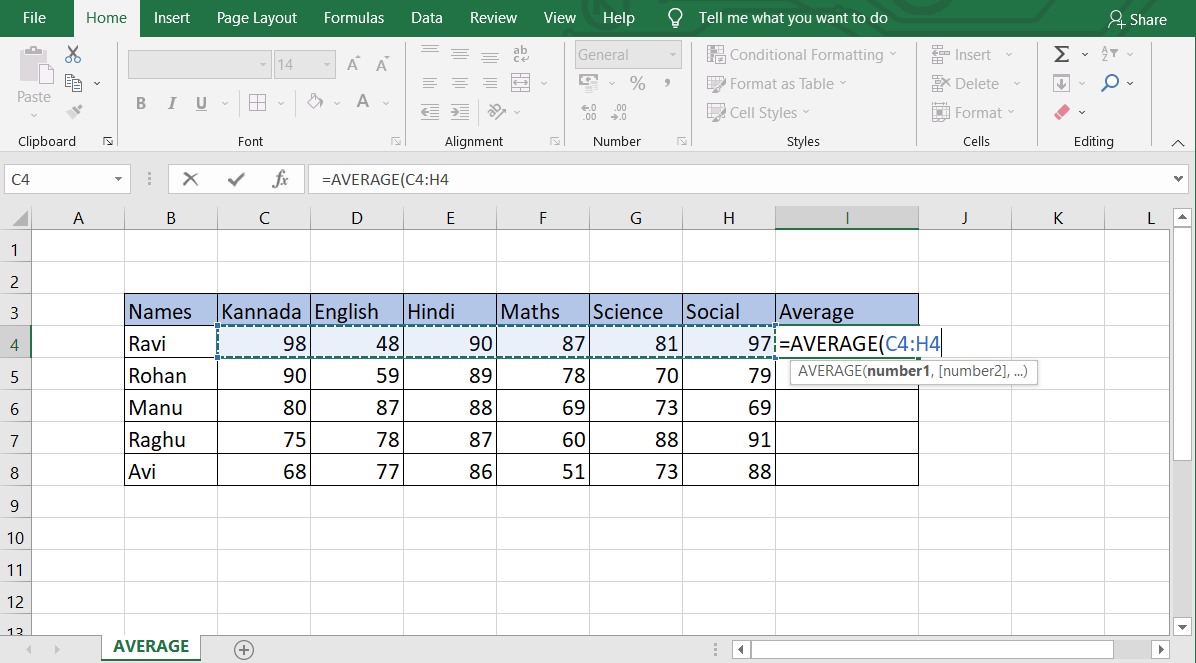 How To Use Average Function In Excel Excel Excel Functions 7484
